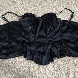 Black corset with built in lace bra